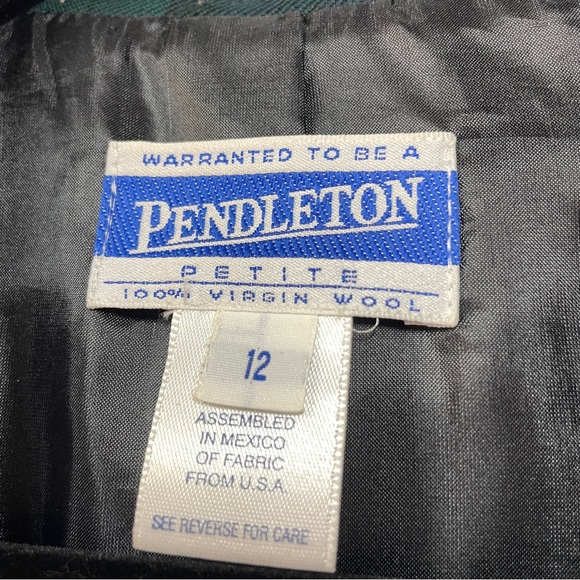 Vintage 12P Pendleton Wool Green and Blue Plaid Tartan Blazer Jacket - Picture 2 of 10